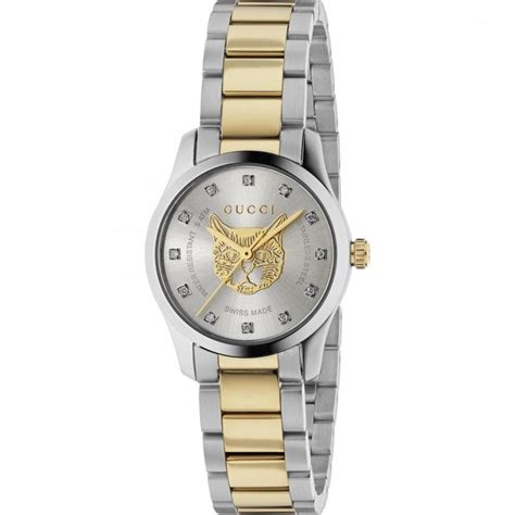 gucci two tone watch women's|gucci ladies cat watch.